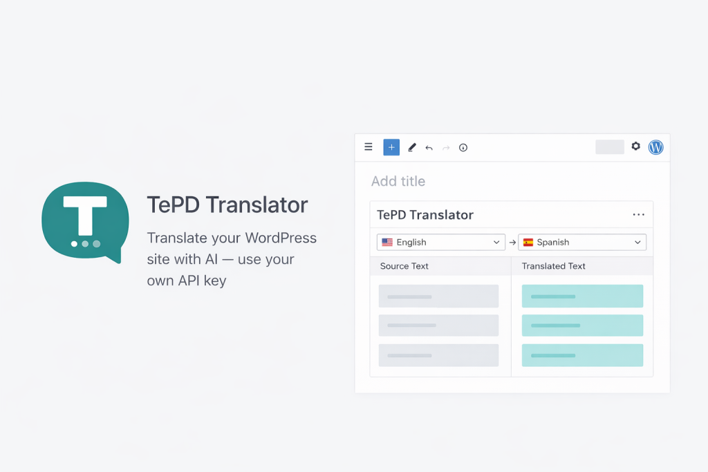 tepd translate byok Multilang plugin — vertaal WordPress met Claude ChatGPT of Gemini met je eigen API key